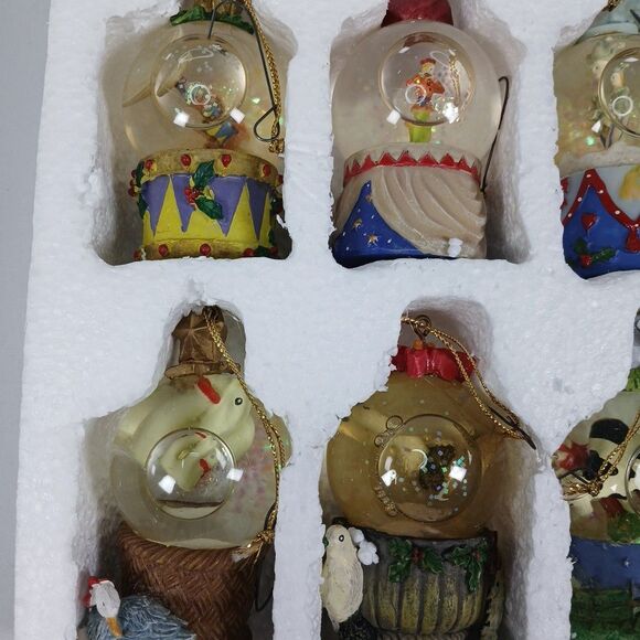 International Bazaar 12 Days of Christmas Waterglobe Ornaments Complete Set - Picture 4 of 6